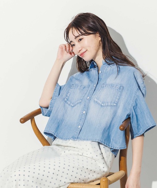 plage 【healthy denim】　デニムシャツ プラージュ Plage Healthy denim/ヘルシーデニム 別注 CROPPED