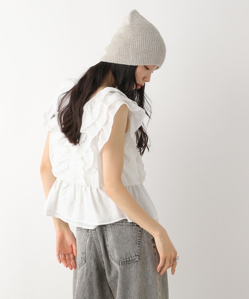 美品 ✨ room306comtemporary フリルトップス ノースリーブ room306 CONTEMPORARY / Satin Frill Tops