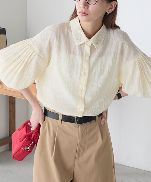 【訳あり】ヴェルニカ ハイネックシフォンブラウス シアー 刺繍 バルーンスリーブ cjfj80040-01.jpg