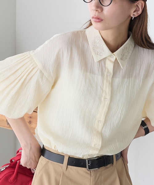 ブラウス 刺繍 長袖 シャツ レディース シャツブラウス バルーンスリーブ ボリューム袖 長袖シャツ トップス 柔らか 楽天市場】シャツ レディース シャツブラウス バルーンスリーブ