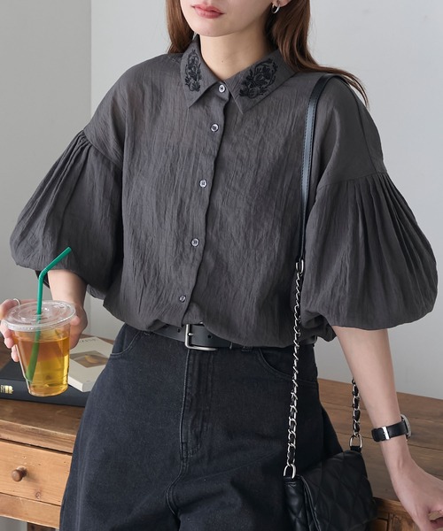 ella_selectshop カノコ　バルーンスリーブ　襟付きポロ ella_selectshop カノコ バルーンスリーブ 襟付きポロ - メルカリ