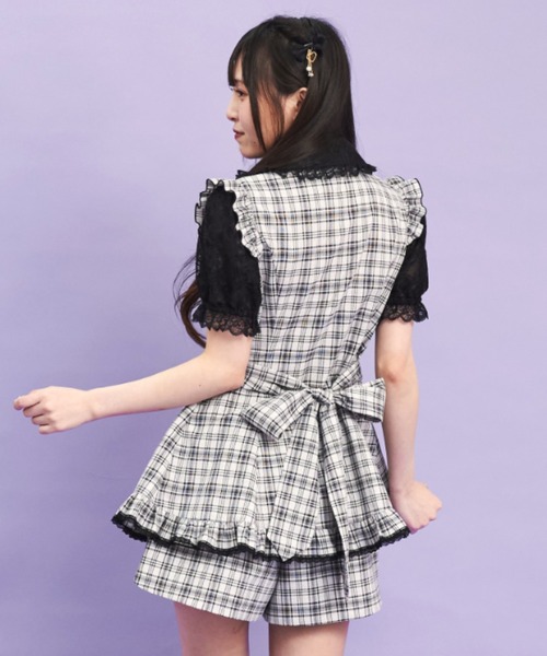 Secret Honey セットアップ 裾フリルレースヨークセットアップ