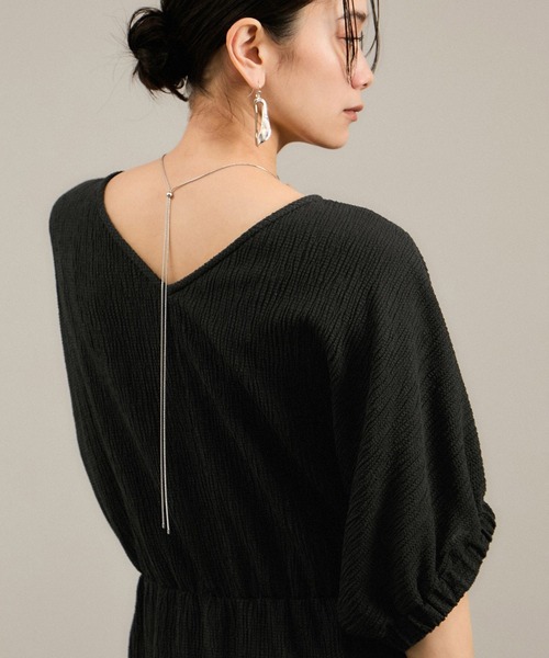 サロンアダムエロペワンピース　美品 SALON adam et rope' ワンピース ヘンプコットンバックVネック