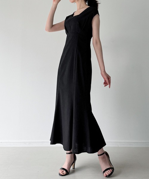 HAI SPORTING GEAR ノースリーブワンピース　リネン混　春　夏 JUNOAH（ジュノア） ワンピース リネンライクノースリーブワンピース