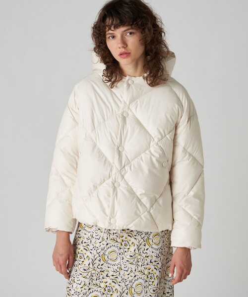 マカフィー MACPHEE ノーカラーダウンコート ジャケット　36 白 MACPHEE（マカフィー） ジャケット 36 ホワイト レディース : ZOZOTOWN