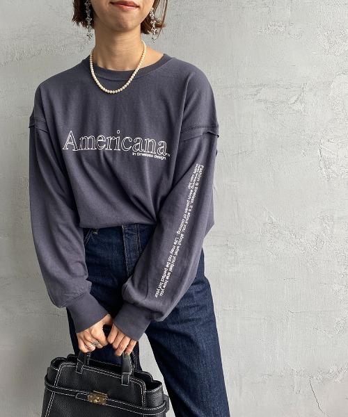「AMERICANA」 長袖カットソー ONE SIZE スミクロ レディース