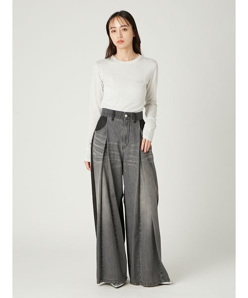 fley ワイドデニムパンツ 一部店舗限定】23区DENIM ストレッチ ワイドパンツ / 23区