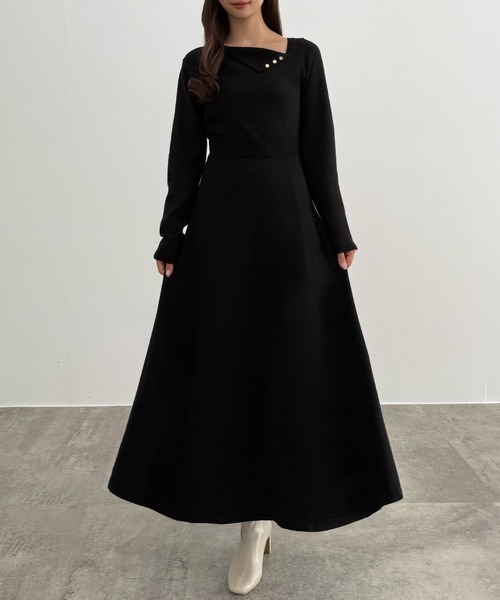 CENEA（セネア） ワンピース アシンメトリーネックニットワンピース