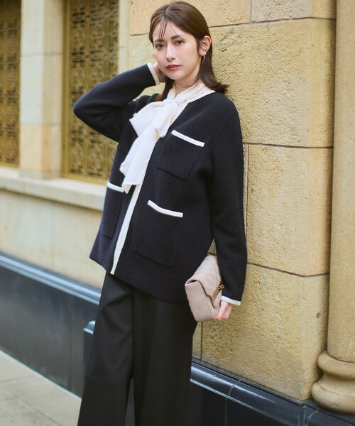 23区（ニジュウサンク） カーディガン 「洗える」ミニブークレニット