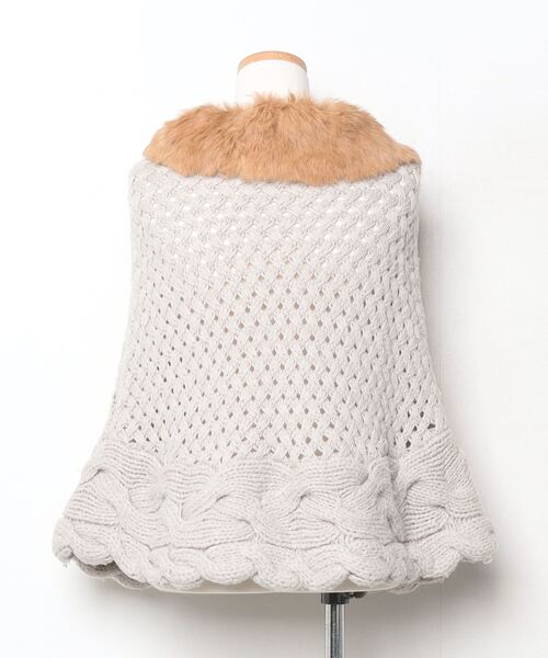 「CYNTHIA ROWLEY」 ニットポンチョ - ベージュ レディース_画像2