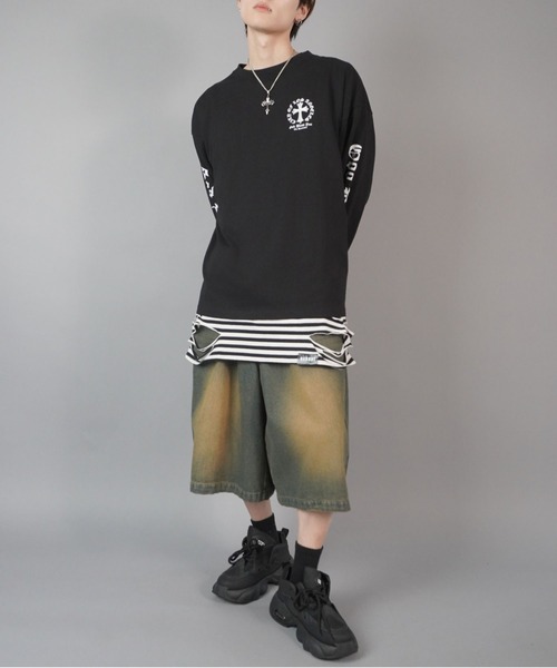 「SPINNS」 デニムハーフパンツ M ブラック系その他 メンズ_画像8