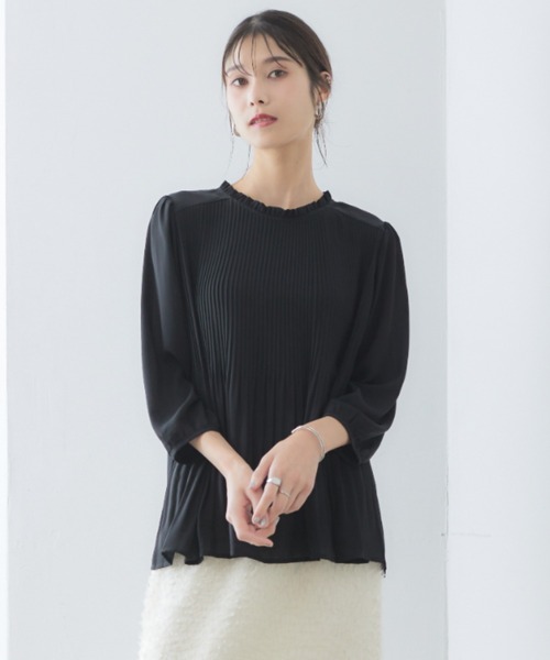 「RIRIYANO」 7分袖ブラウス MEDIUM ネイビー レディース_画像2