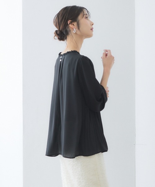 「RIRIYANO」 7分袖ブラウス MEDIUM ネイビー レディース_画像3