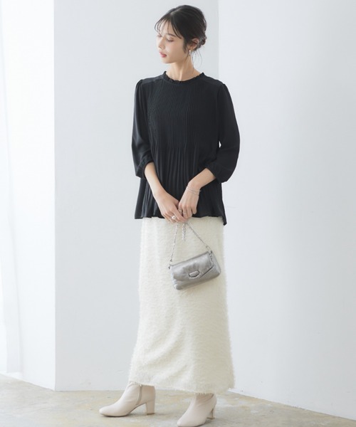 「RIRIYANO」 7分袖ブラウス MEDIUM ネイビー レディース_画像5