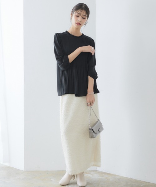 「RIRIYANO」 7分袖ブラウス MEDIUM ネイビー レディース_画像6