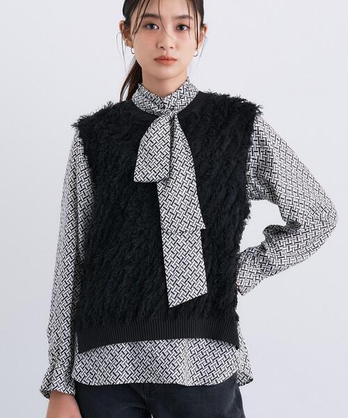 美品 HERITANOVUMヘリテノーム フリンジニットベスト DLARGE.JPG