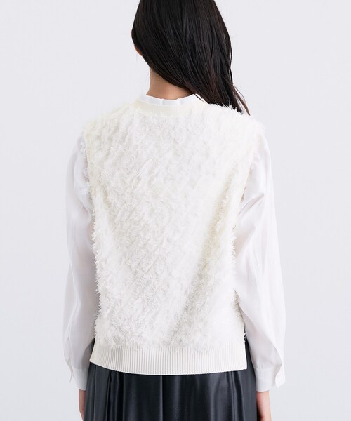 INDIVI（インディヴィ） ベスト ジレ フリンジニットベスト レディース