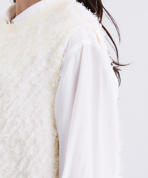 INDIVI（インディヴィ） ベスト ジレ フリンジニットベスト レディース