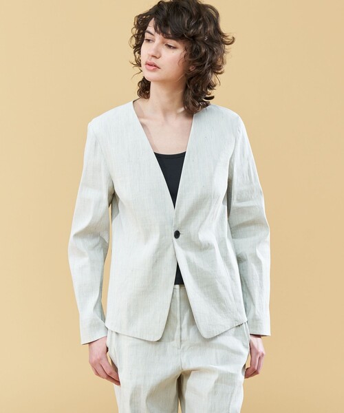 「DES PRES」 ノーカラージャケット 34 グレー レディース_画像5