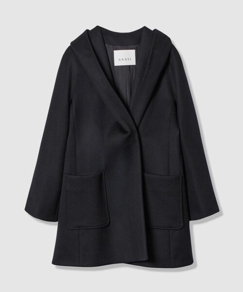 ANAYI ロングコート　ブラック　カシミア カシミヤベルト付きクルーコート|ANAYI OFFICIAL ONLINE STORE｜アナイ