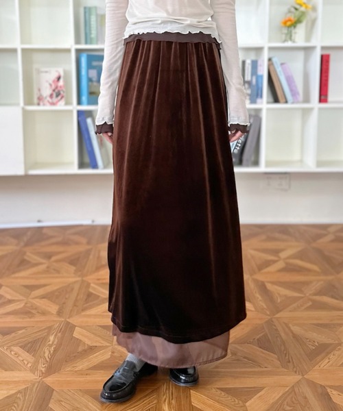 スカート 「Good Riddance」ストレートシルエット ベロア ロング