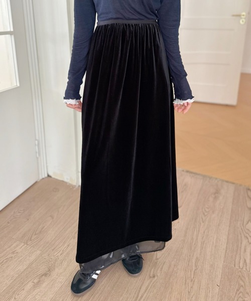スカート 「Good Riddance」ストレートシルエット ベロア ロング