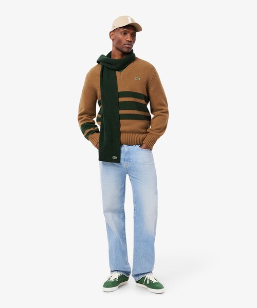 LACOSTE（ラコステ） セーター ニット アシンメトリーボーダーVネック 