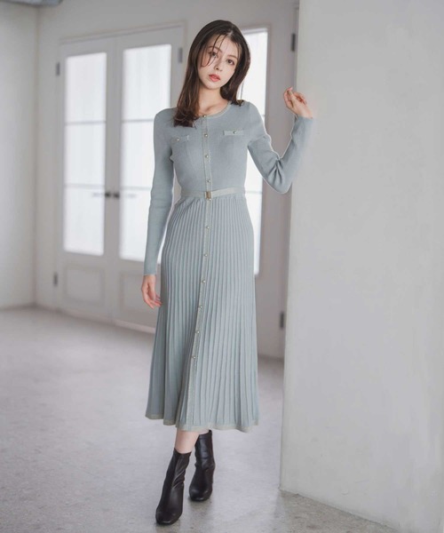 週末値下げ★pearlygates　グラデーション ニットワンピース MISCH MASCH（ミッシュマッシュ） ワンピース 2025秋冬新作 ラメ配色