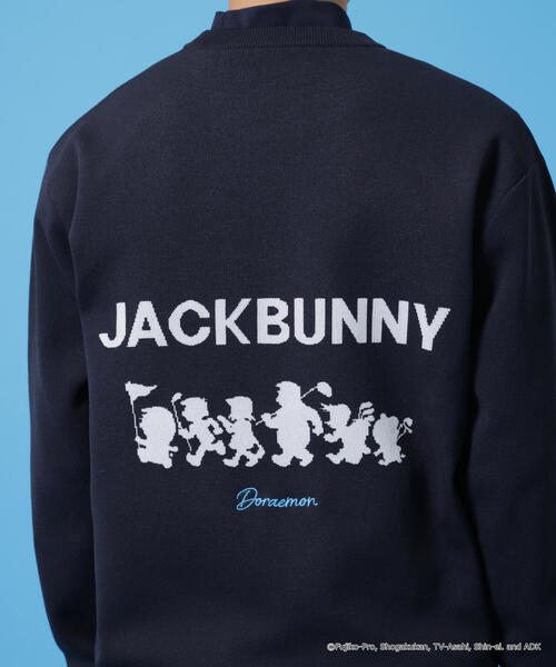 セーター ニット 「Jack Bunny!!」「ドラえもん」ダブルジャガードクルーネックニットプルオーバー メンズの画像