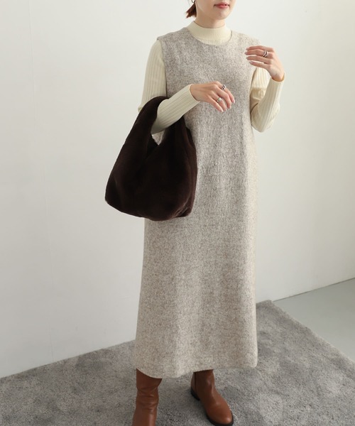 「URBAN RESEARCH DOORS」 ノースリーブワンピース MEDIUM ライトベージュ レディース_画像6