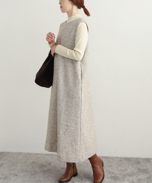 「URBAN RESEARCH DOORS」 ノースリーブワンピース MEDIUM ライトベージュ レディース_画像9