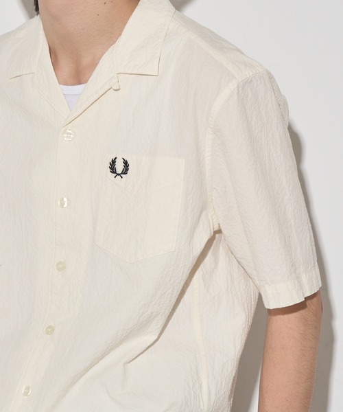 Fred Perry レース 半袖シャツ ホワイト FRED PERRY（フレッドペリー） シャツ 半袖 「FRED PERRY」SEERSUCKER