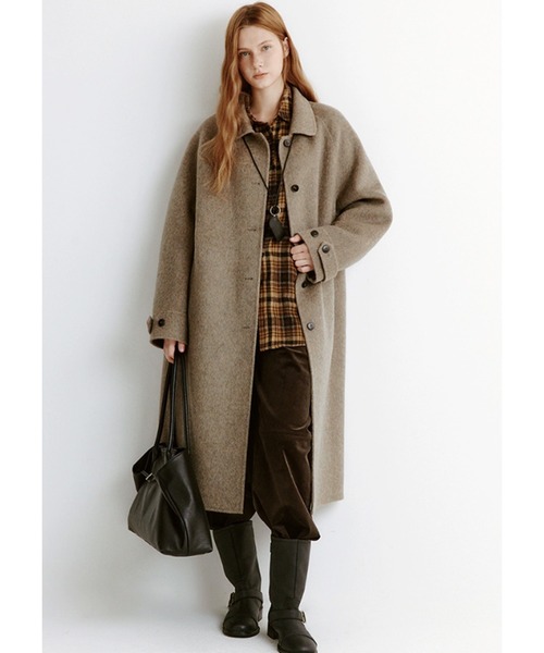 コート アウター ミックスウール ステンカラーロングコート FD25W067