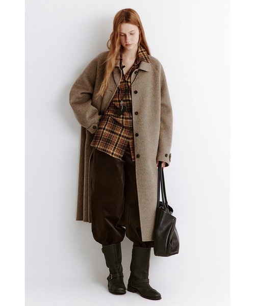 コート アウター ミックスウール ステンカラーロングコート FD25W067