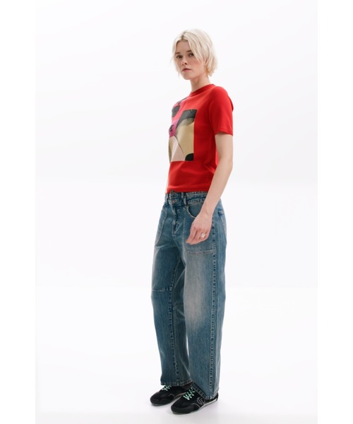 「Desigual」 半袖Tシャツ X-LARGE レッド レディース_画像3