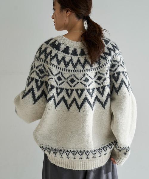 meilmada ニット セーター ノルディックニットプルオーバー レディース