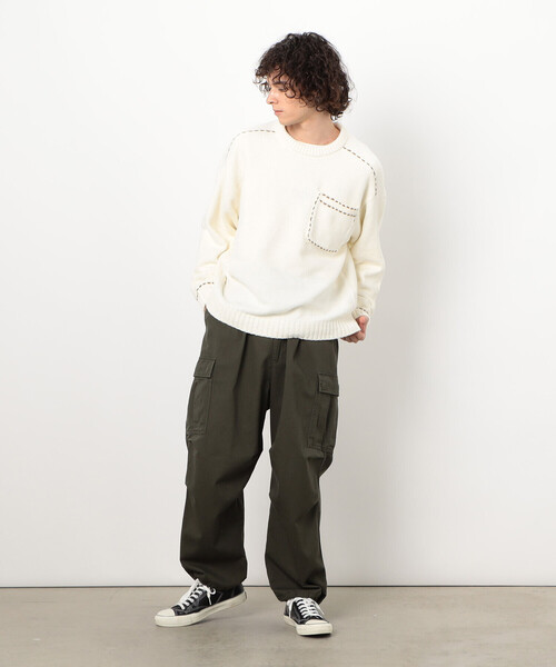 「Purple&Yellow」 長袖ニット SMALL アイボリー メンズ_画像2