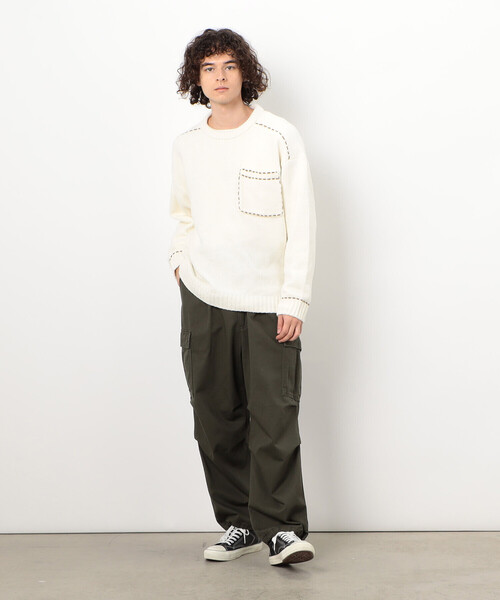 「Purple&Yellow」 長袖ニット SMALL アイボリー メンズ_画像3