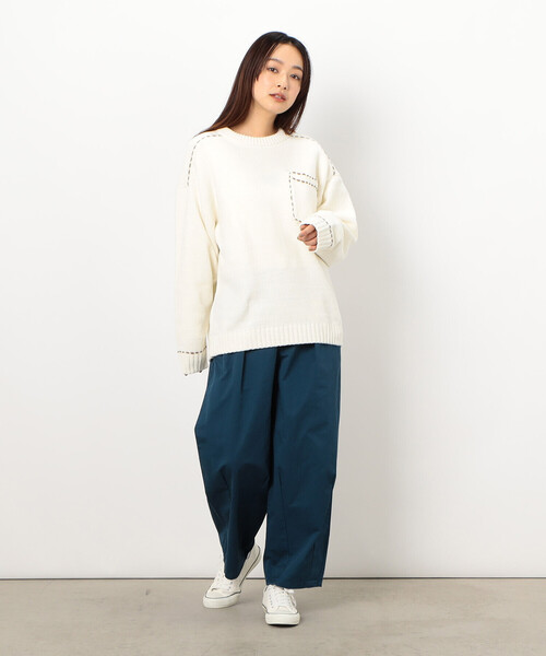 「Purple&Yellow」 長袖ニット SMALL アイボリー メンズ_画像5