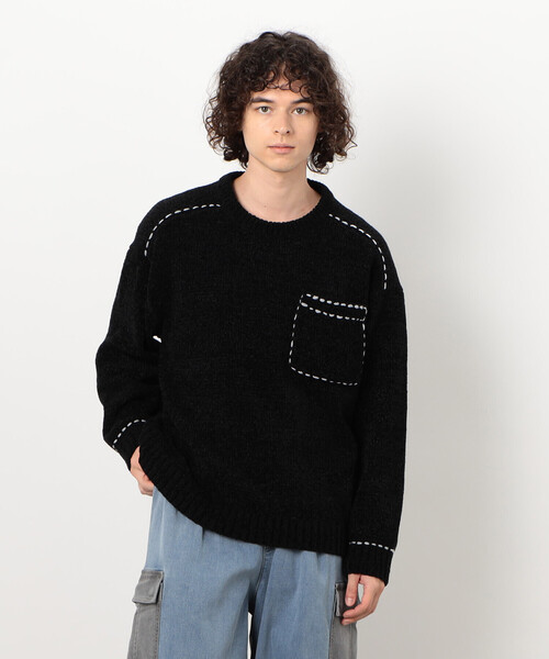 「Purple&Yellow」 長袖ニット SMALL アイボリー メンズ_画像9