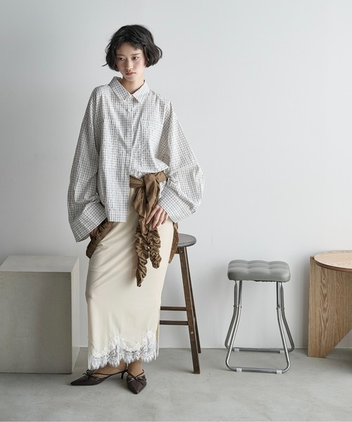 THE Yon スカート レースヘムベロアナロースカート : ZOZOTOWN Yahoo