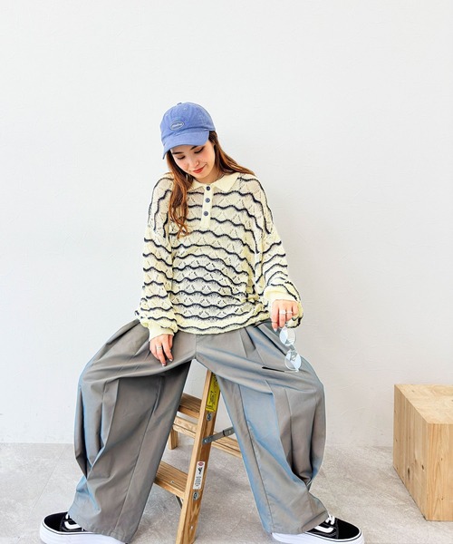 「niko and...」 長袖ポロシャツ MEDIUM ネイビー レディース_画像5