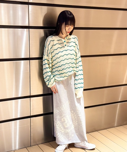 「niko and...」 長袖ポロシャツ MEDIUM ネイビー レディース_画像8