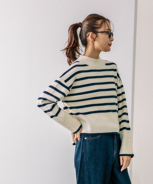 「GLOBAL WORK」 長袖ニット MEDIUM グレイッシュベージュ レディース_画像8