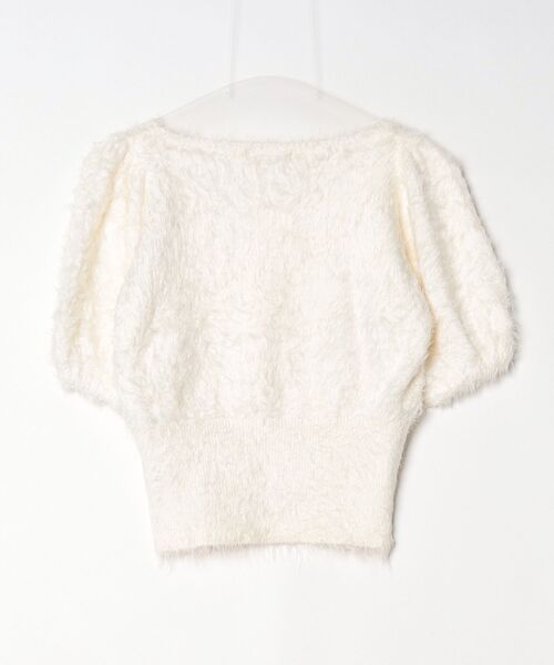 「DURAS」 花柄半袖ニット FREE ホワイト レディース_画像2