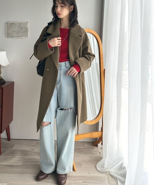 「classicalelf」 チェスターコート LARGE モカ レディース_画像4