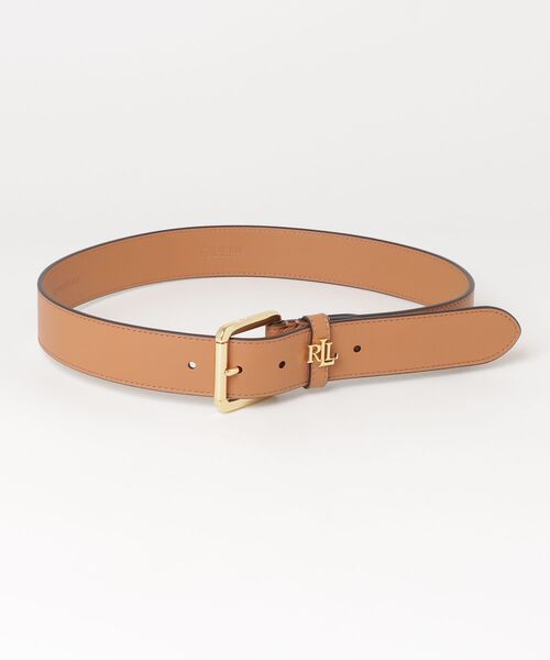 【新品超美品】Ralph Laurenレディース　ロゴ入りバックル　レザーベルト LAUREN RALPH LAUREN（ローレン ラルフローレン） ベルト ロゴキーパー