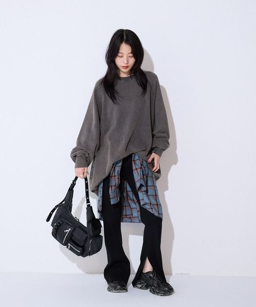 「JEANASIS」 スウェットカットソー LARGE グレイッシュベージュ レディース_画像5