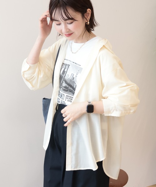 【美品】インゲボルグ アイボリー リボン使い チュールオーバーブラウス INGEBORG（インゲボルグ） ブラウス シャツ リボンpt.チュニック