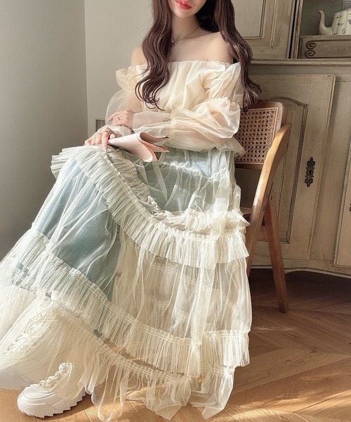 「Meiru」 スカート MEDIUM アイボリー レディース_画像5